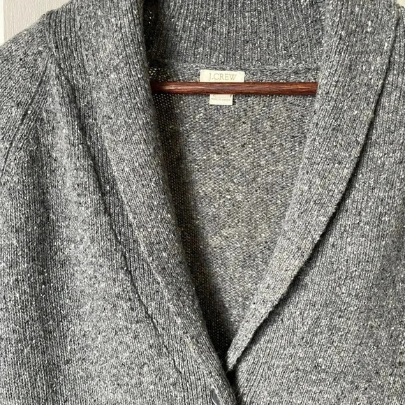 J CREW | Gray Lambswool Blend Shawl Collar Patch Pocket Cardigan Sweater Size S - Picture 3 of 6